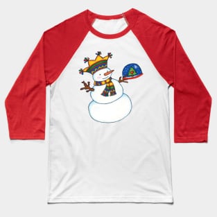 Snowman and Snow Globe Baseball T-Shirt